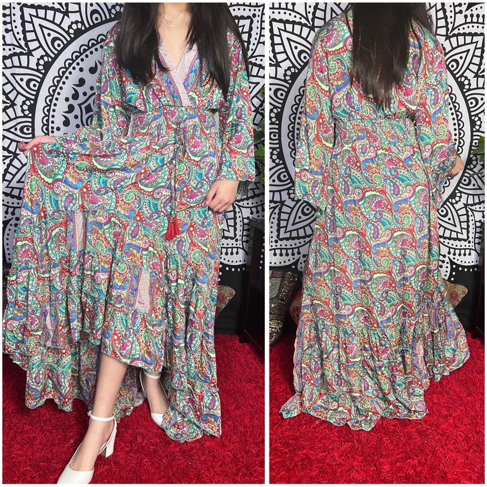 Bohemian Long Asymmetrical Ruffle Dress